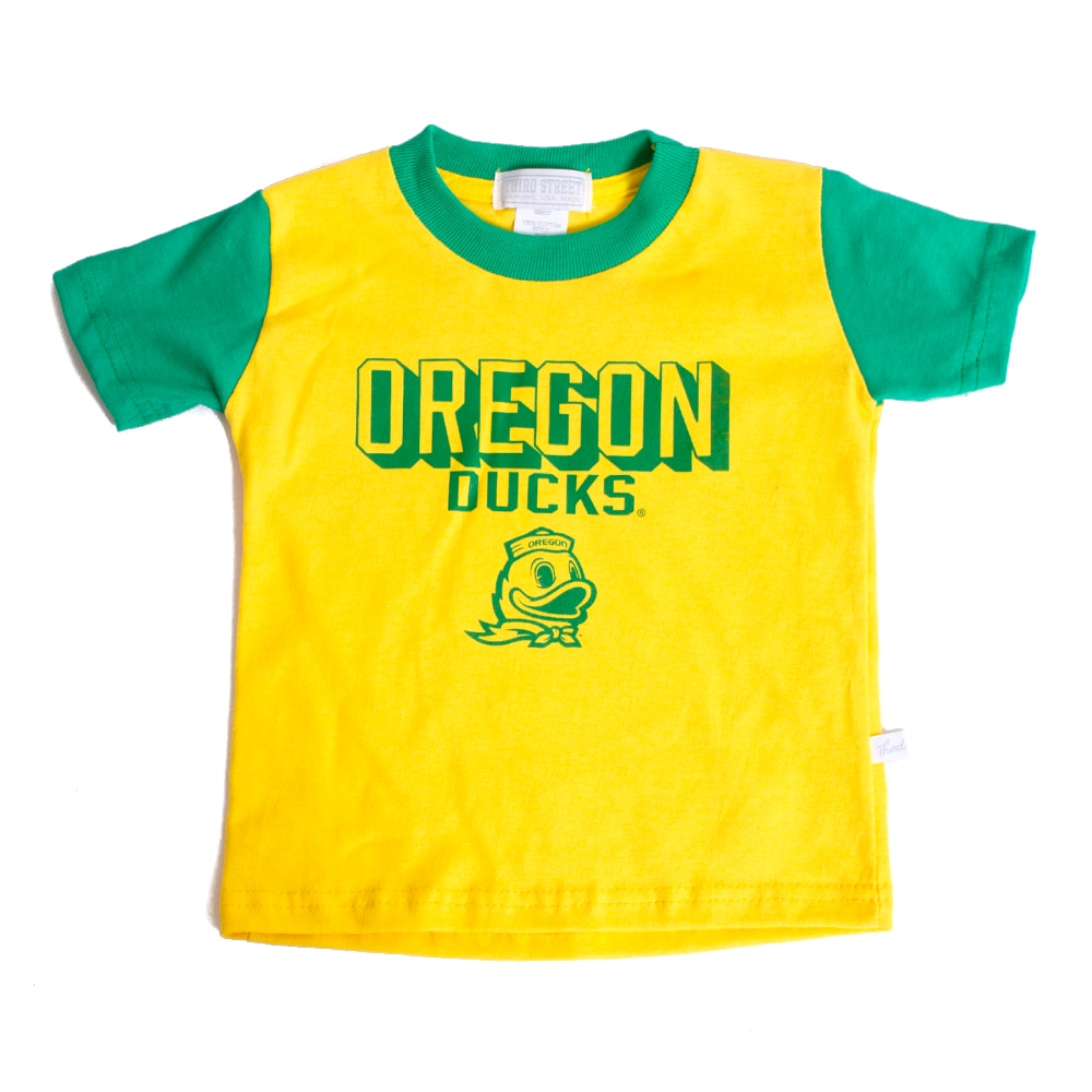 Ducks Spirit, Third Street, Yellow, Crew Neck, Cotton, Kids, Toddler, Contrast, T-Shirt, 833630